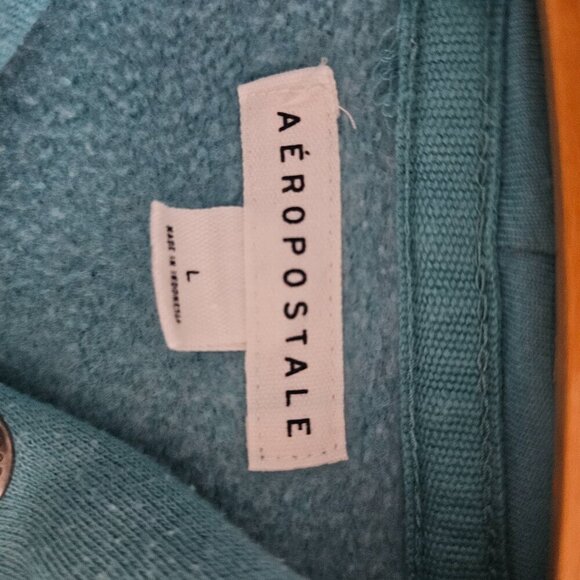 Aeropostale NYC Teal Floral Large Hooded Sweatshirt - Picture 6 of 8